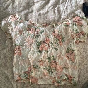 Off shoulder floral crop